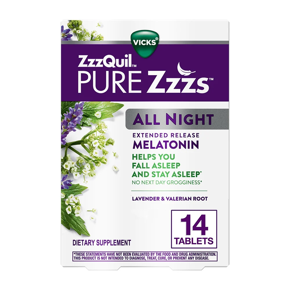 High-Grade Vicks Zzz Quil Pure Zzzs All Night Extended Release Melatonin Tablets 14 Ea Fine