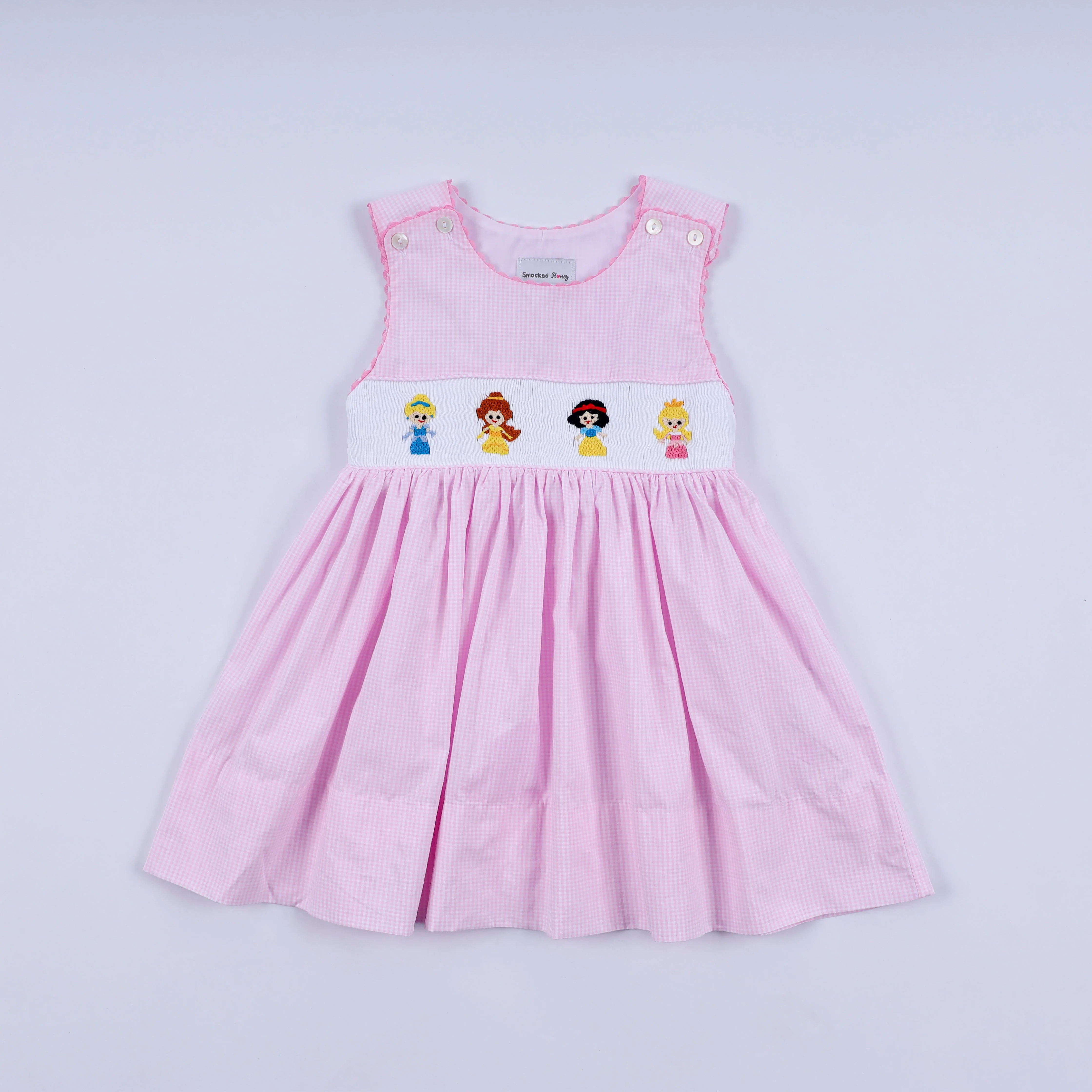 Dependable Pink princess hand smocked plaid dress Official