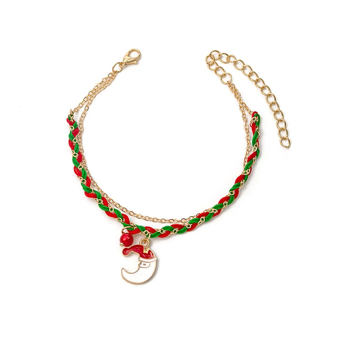 Fine Crafted Red Enamel Goldtone Moon Layered Charm Bracelet Efficient
