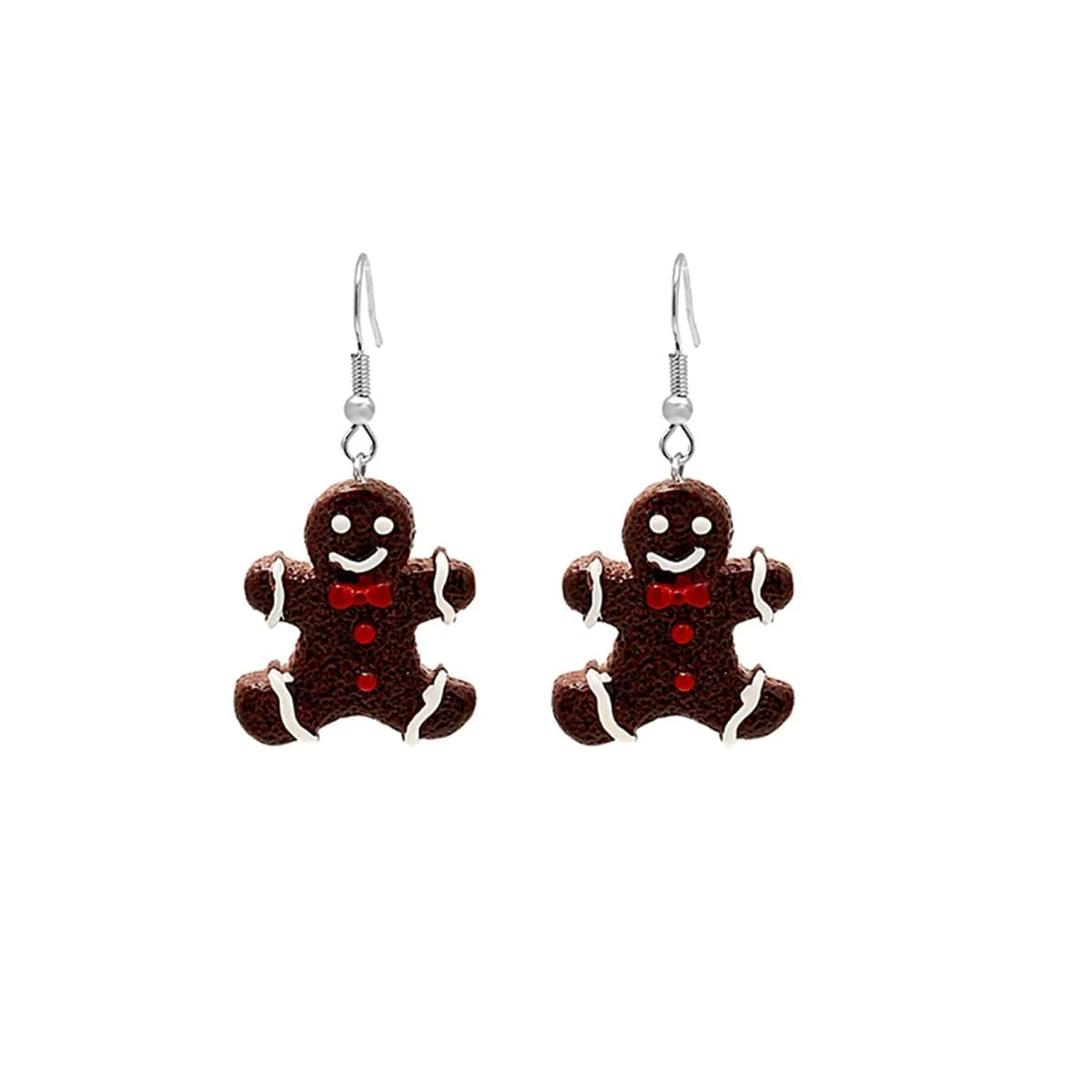 Classic Brown Red Gingerbread Man Drop Earrings Pure
