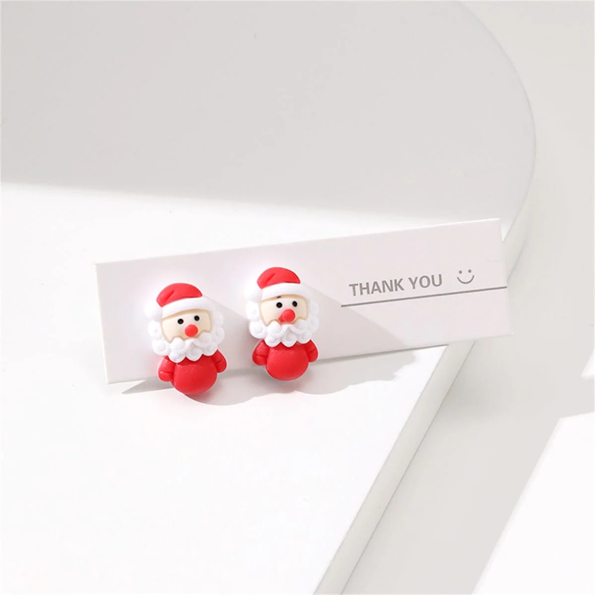 Responsible Red White Resin Silvertone Santa Stud Earrings Smart