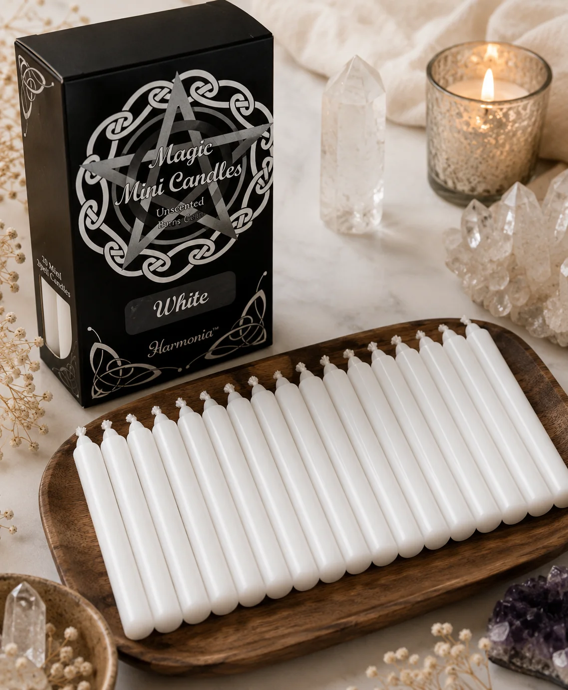 Pure White Mini Ritual Candles — Charm Chime Candles Original Design