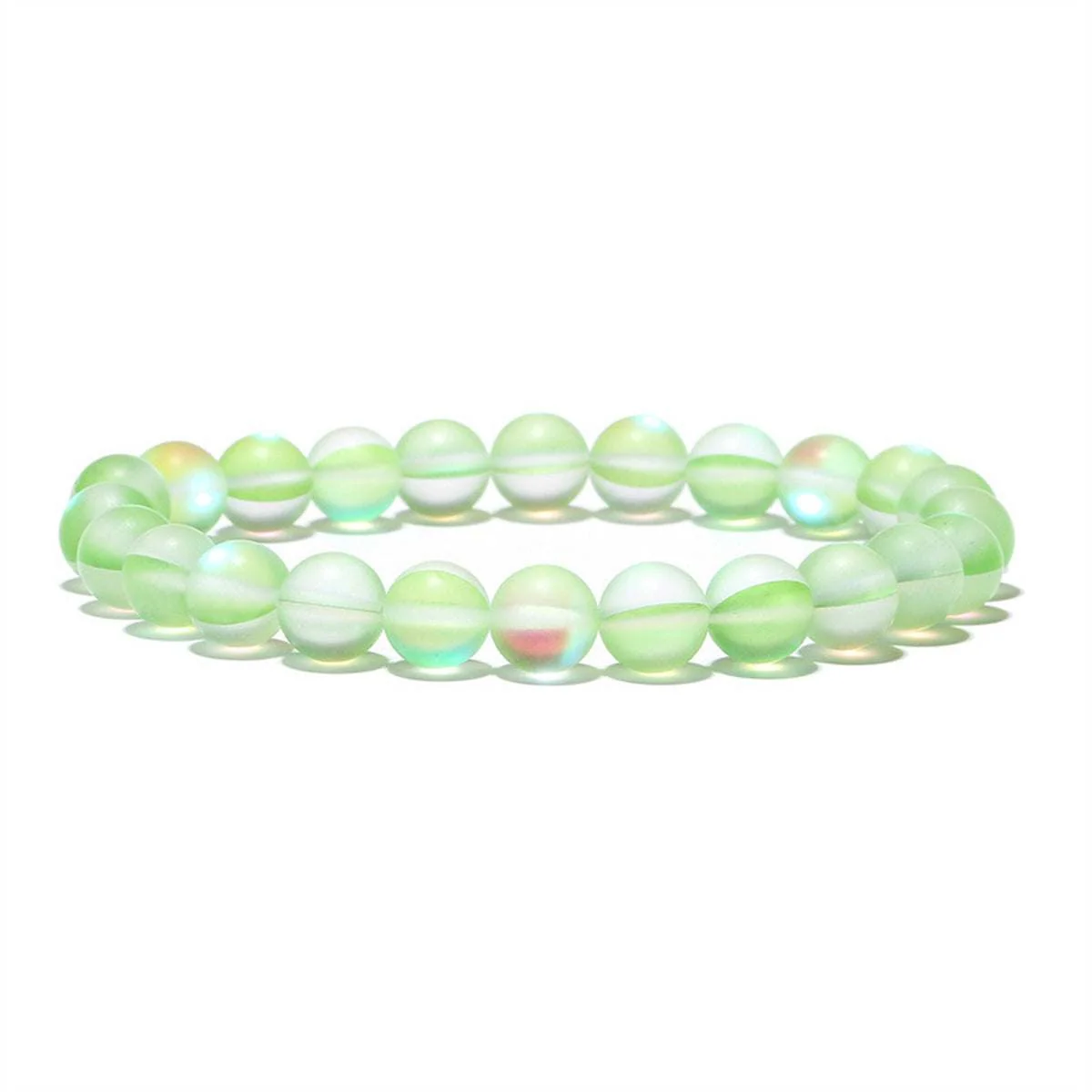 Healthy Light Green Frosted Crystal Beaded Stretch Bracelet Breathable