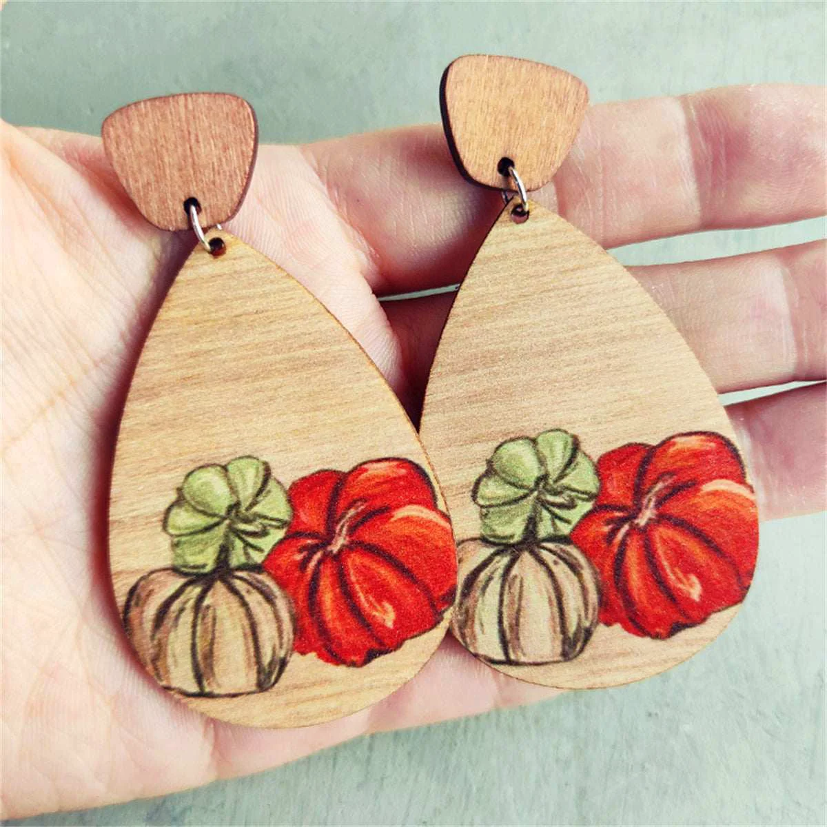 Lightweight Orange Brown Pumpkin Teardrop Earrings Exceptional