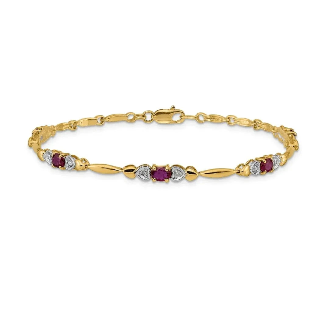 Modern Ruby 14K Gold Bracelet Heart Efficient