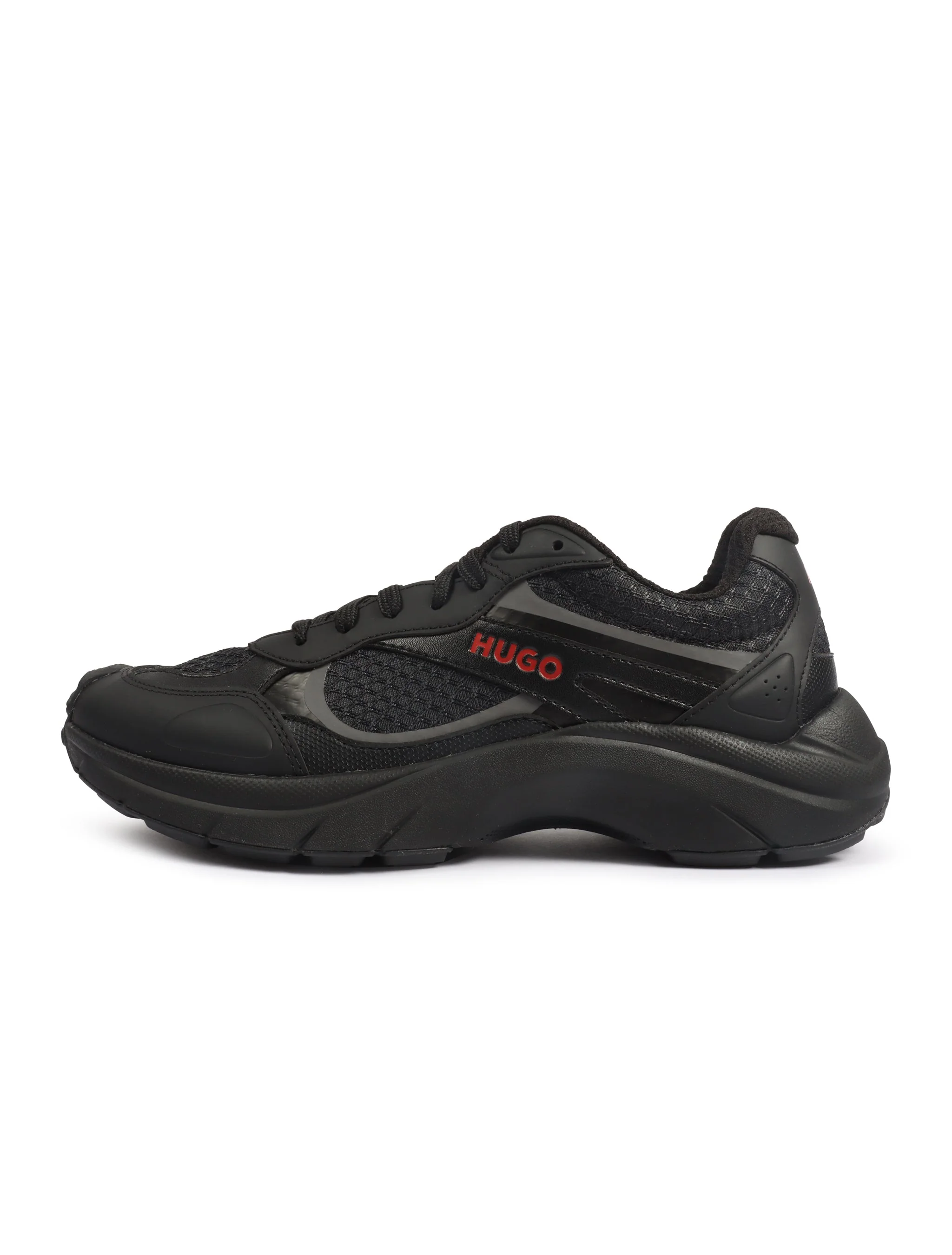 User-Friendly Hugo Boss Mens Trainers Leather Mesh - Black Traditional