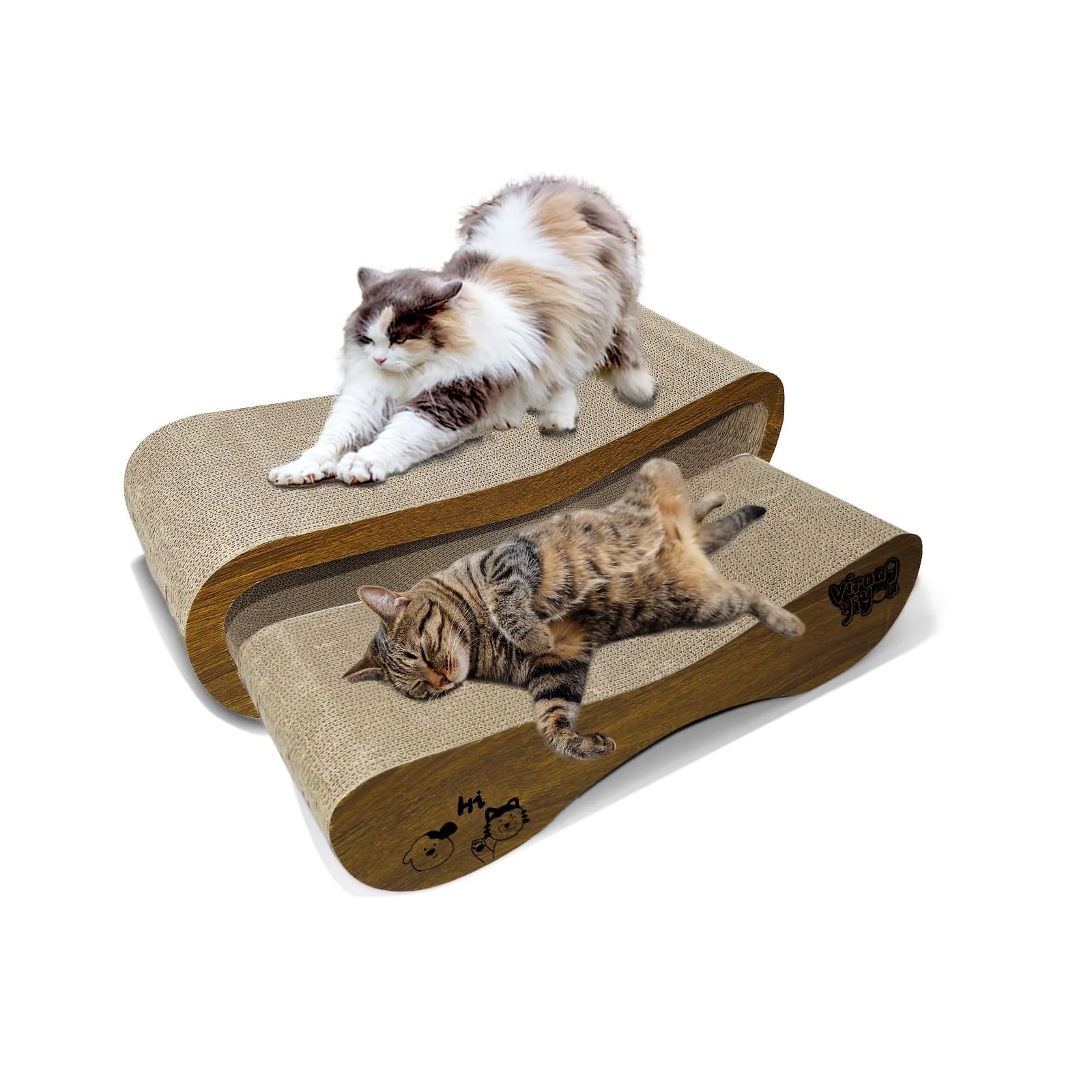 Relaxed Viraagyiyou 2-in-1 Cat Scratcher Bed Board – Large Small Corrugated Cardboard Detailed