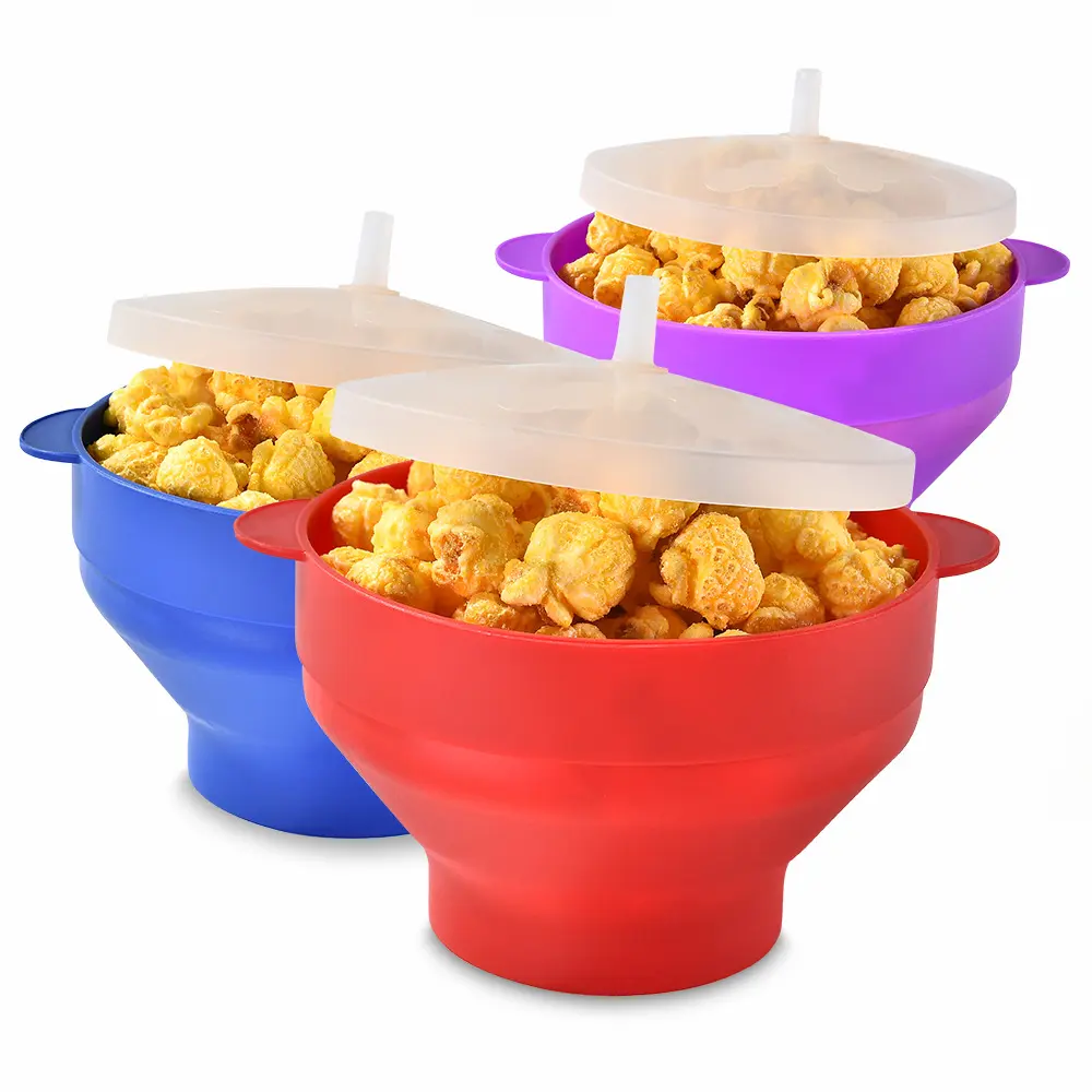 Powerful Silicone Microwave Popcorn Bowl with lid Unique