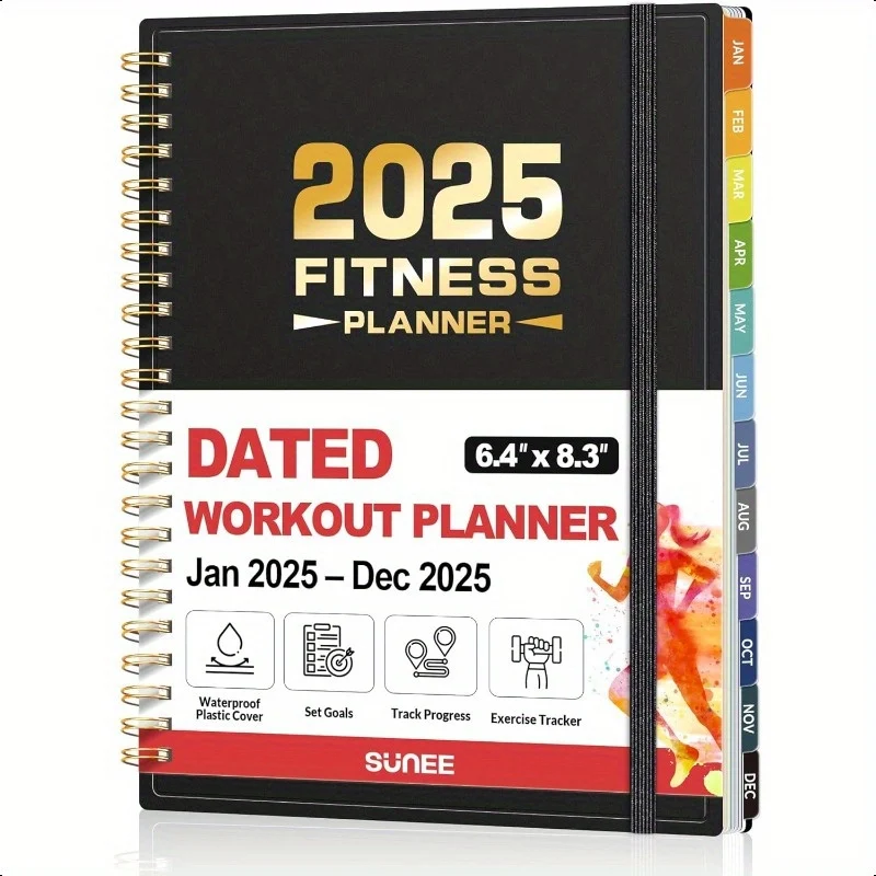 Fashionable 2025 Fitness Journal Planner Exercise Tracker for Men Women Effective
