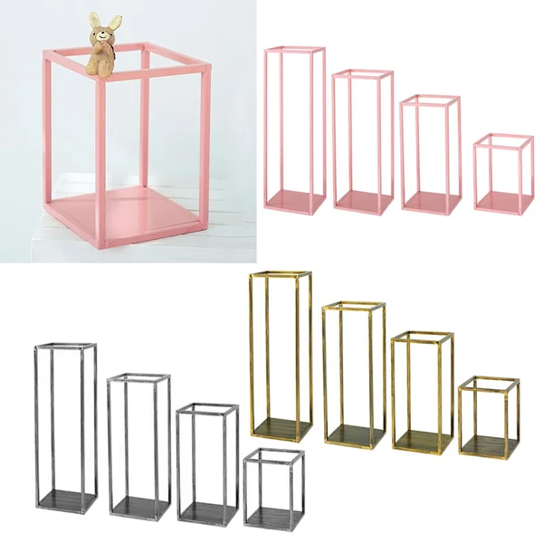 Verified Maxbell Rectangular Cake Display Stand Plant Flower Dessert Display Rack Retro Golden Short Unique