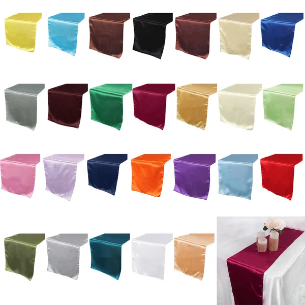 Superior Maxbell 30 275cm Satin Plain Damask Table Runner Wedding Party Venue Decors-Yellow Recyclable