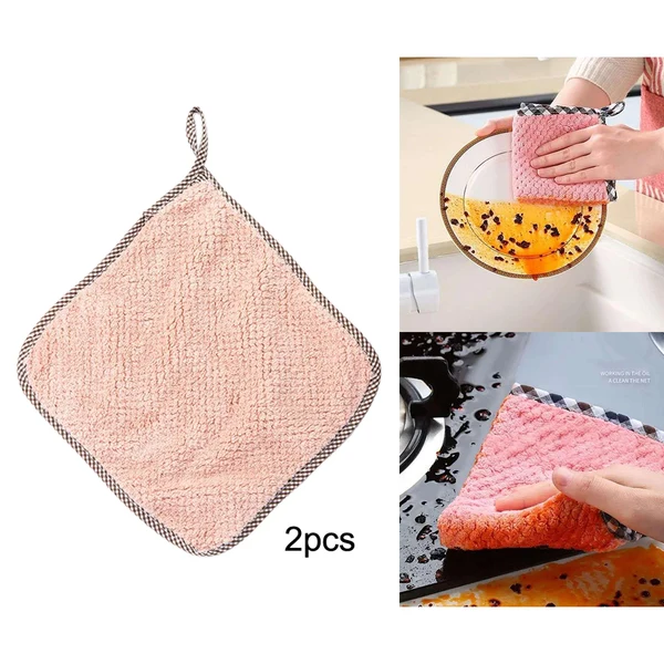 Top-Quality Maxbell 2PCS Super Absorbent Microfiber Kitchen Cloth Dish Cleaning Towel Orange Secure