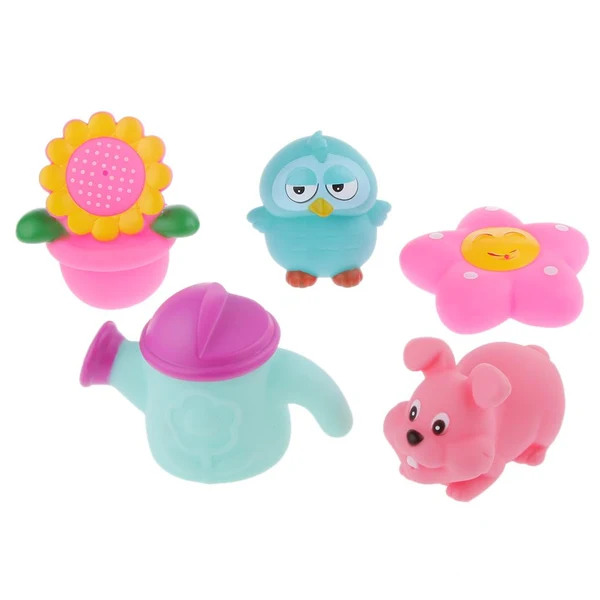 Dependable Maxbell Pack of 5 Baby Bathing Squeaky or Spray Water Plants Animals Bathroom Pool Accessory Healthy