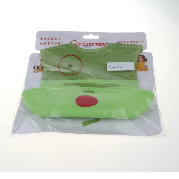 Next-Generation Maxbell Waterproof Silicone Bib Soft Baby Bibs Easily Wipes Clean Green Dog Selected