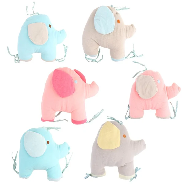 Pure Maxbell 6pcs set Baby Cartoon Bed Cushion Pillow Elephant Shaped Skin-friendly Crib Supplies Protector Liner Polar Fleece Long-Lasting