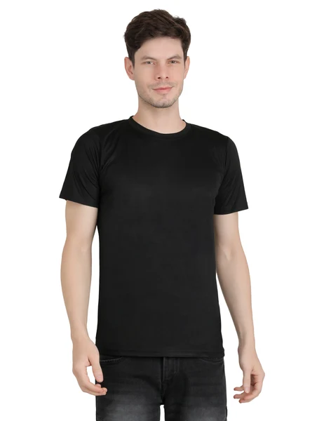 Durable Maxbell Solid Men Round Neck Black T Shirt Premium Material