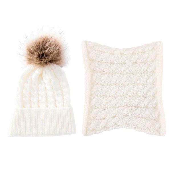 World-Class Maxbell Toddler Baby Newborn Winter Crochet Knit Hat Beanie Cap Scarf Set White Verified