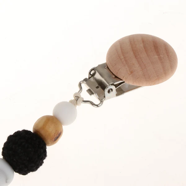 Classic Maxbell Wooden Dummy Clip Chain Pacifier Clip Holder Baby Gift Shower White Organic