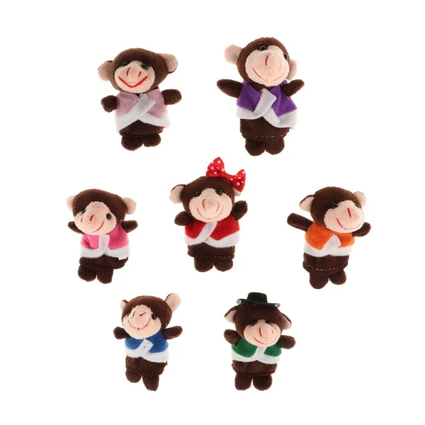 Traditional Maxbell Finger Puppets Set Five Little Monkeys Jumping on the Bed with Mommy Monkey and Doctor Monkey Original Design