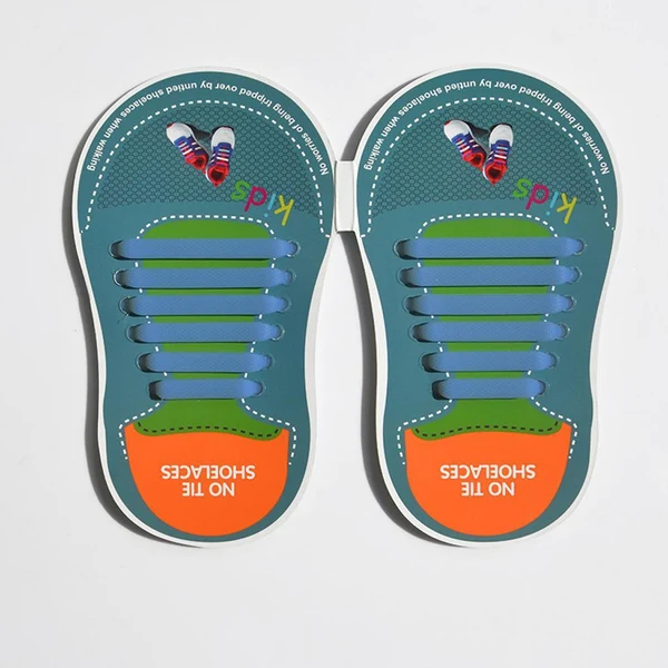 Smooth Maxbell Easy No Tie Shoelaces Elastic Silicone Flat Shoe Lace Set for KidsBlue Change Comfortable