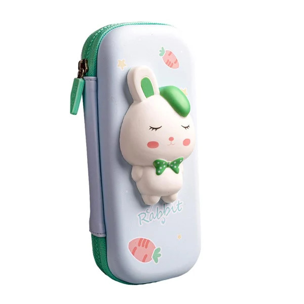 Enhanced Maxbell 3D Decompression Pencil Case Large Capacity for School Girl and Boy Kids green rabbit Innovative