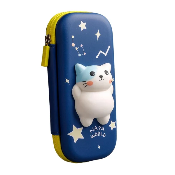 Exclusive Maxbell 3D Decompression Pencil Case Large Capacity for School Girl and Boy Kids blue cat Expertly Made