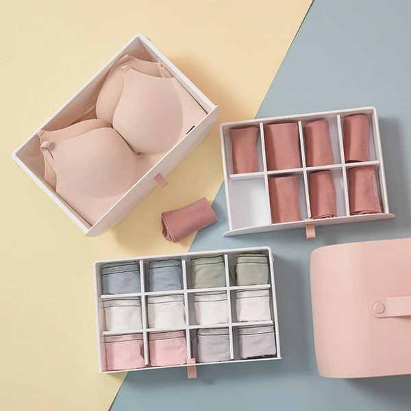 Authentic Maxbell 3 in 1 Underwear Drawer Organizer convenient Panties Clothes for Household Pink Prestigious