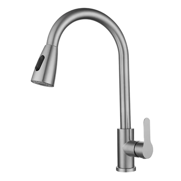 Eco-Friendly Maxbell Stainless Steel Kitchen Faucet Two Function Single Hole Pull Out Spout Silver Official