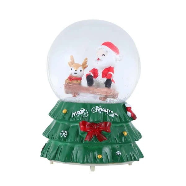 Green Maxbell Christmas Romantic Ball Music Box Decoration for New Year Santa Detailed