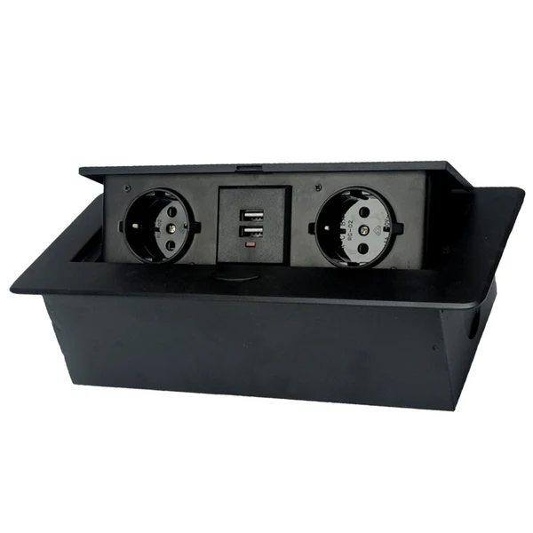 Relaxed Maxbell Recessed Table Socket Connection Box AC Power Electric Outlet Black Modern