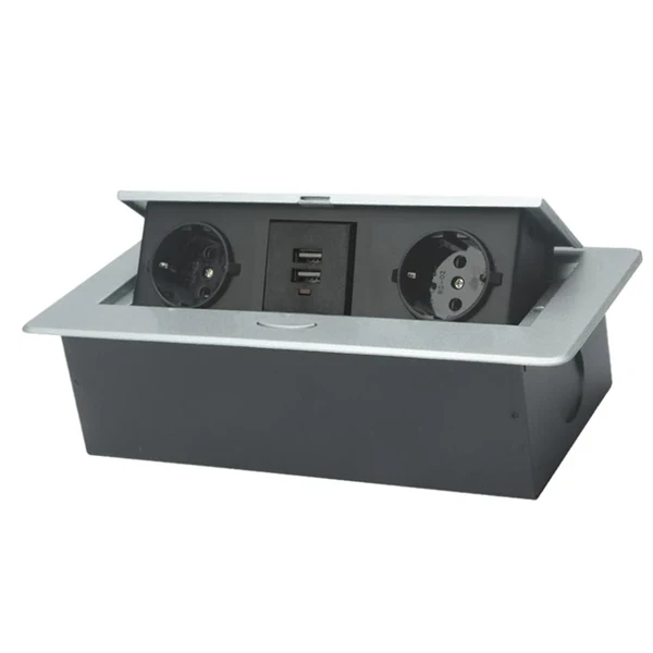Classic Maxbell Recessed Table Socket Connection Box AC Power Electric Outlet Silver Exclusive