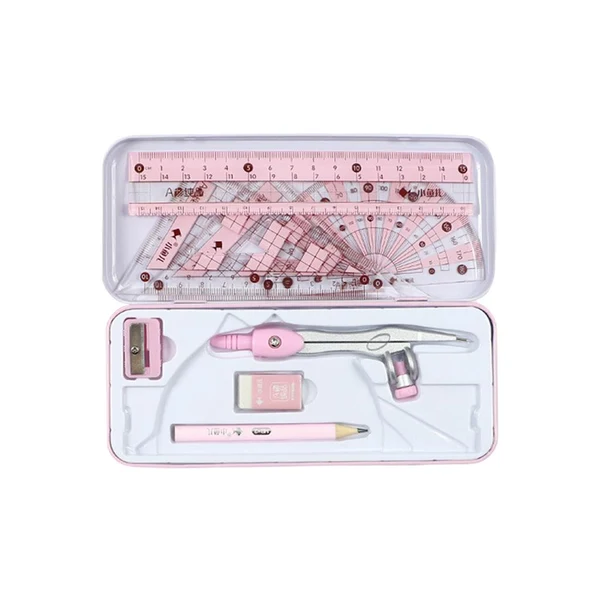 Efficient Maxbell Math Geometry Kit Set 8Pcs Student Supplies Protractor for Drawings Students pink Sophisticated