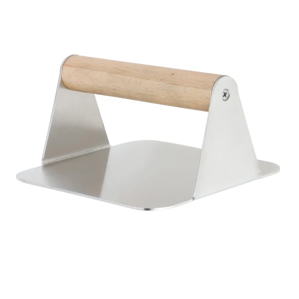 Premium Maxbell Burger Press Wooden Handle Bacon Rustproof Easy to Clean Accessories Home Square Organic
