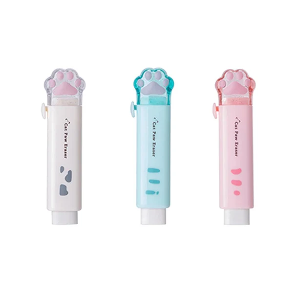 Durable Maxbell 4 Set Cat Claw Pencil Erasers Colored Push-pull Eraser School Drawing Eraser Genuine