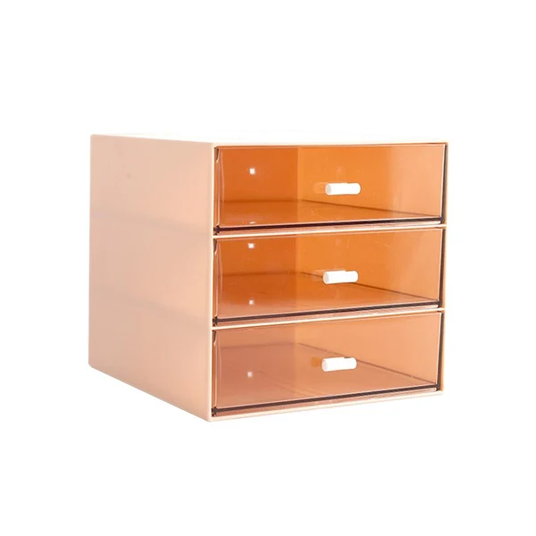 Enhanced Maxbell Drawer Storage Box ABS Plastic Gadget Storage Box for Stationery Storage Pink Three Grids Recyclable