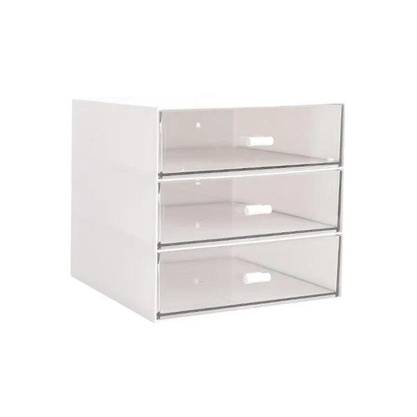 Breathable Maxbell Drawer Storage Box ABS Plastic Gadget Storage Box for Stationery Storage White Three Grids Natural