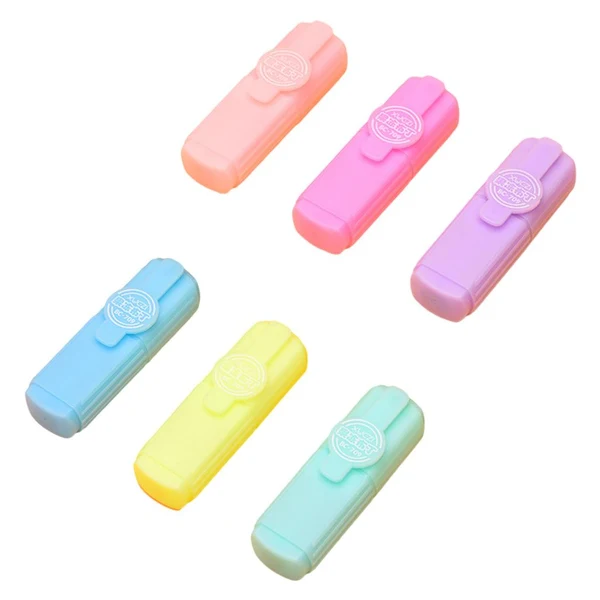 Elite Maxbell 6 Pcs Cartoon Mini Highlighters Pens Set Marker Graffi Color Pens for School D Natural