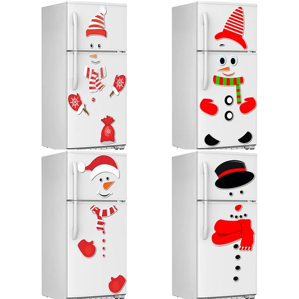 Premium Material Maxbell Snowman Refrigerator Sticker Expression Waterproof Christmas Decor CT001 Clean