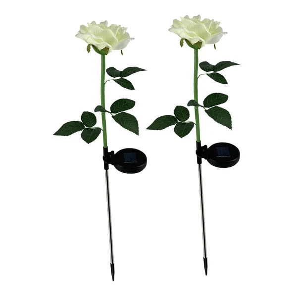 Relaxed Maxbell Rose Shaped Light Solar Lamps Outdoor Waterproof for Patio Lawn Champagne Next-Generation