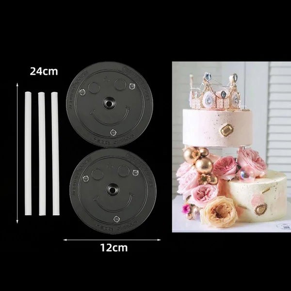 Elegant Maxbell Multi-Layer Cake Support Set with 2 Gasket Brackets White Diameter 4.72inch Durable