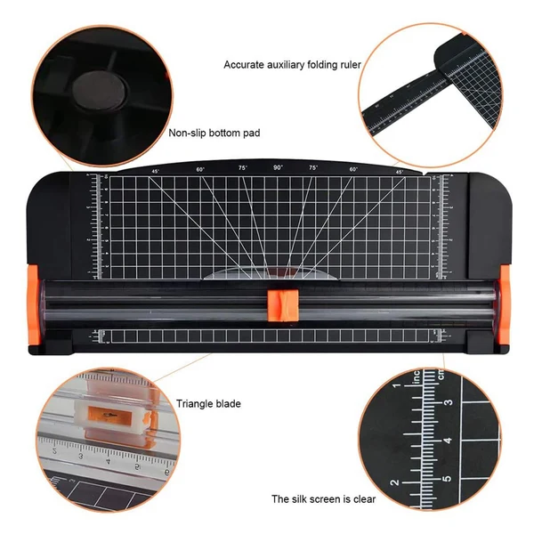 Functional Maxbell A4 Paper Trimmer with Side Ruler with Security Blade Tool for CutBlack World-Class
