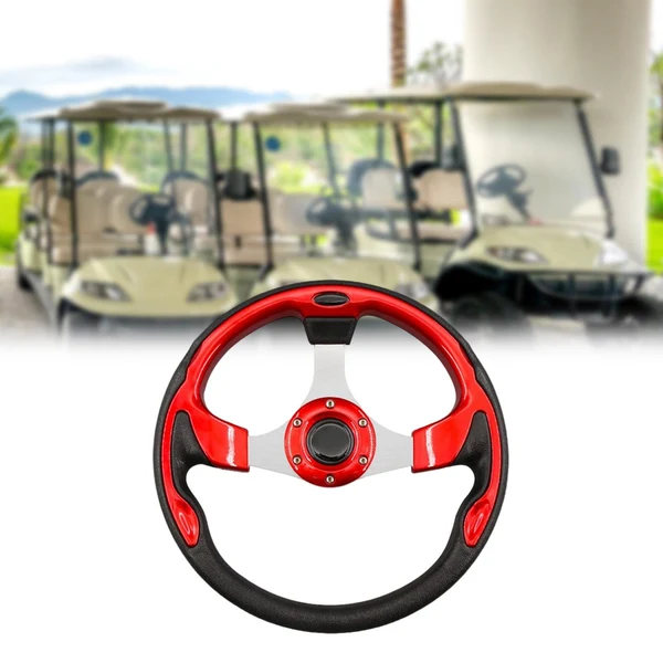 Verified Maxbell Durable PU Golf Cart Steering Wheel 10.6 ID Breathable Retrofit Red Selected