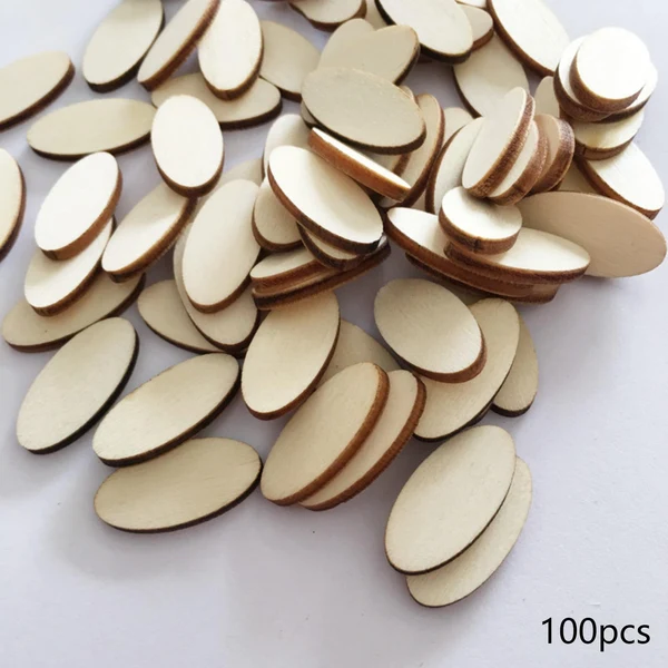 Reusable Maxbell 100Pcs Wooden Oval Slices Decorations Discs Christmas Tag Cutout Fine