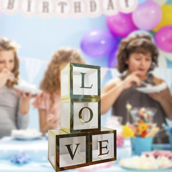 High-Performance Maxbell Reusable Clear Balloon Boxes W Letters Party Supplies Gold LOVE Top-Quality
