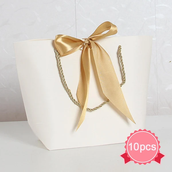 Natural Maxbell 10x Gift Bags Bulk Reusable Merchandise Bags for Anniversaries Birthday White S Powerful