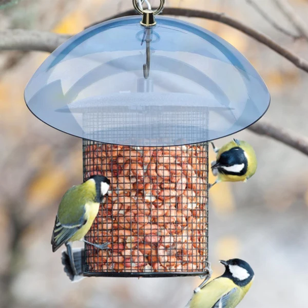 Top-Quality Maxbell Hanging Bird Feeder Protective Cover 10 inch Mealworm Feeders Cover Baffle Blue Trendy