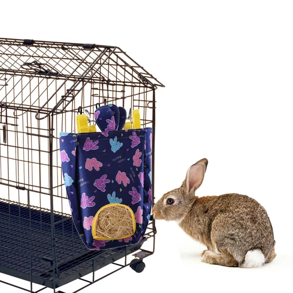 Flexible Maxbell Rabbit Hay Feeder Feeding Bag Hanging Pouch Waterproof for Cage Blue Quality