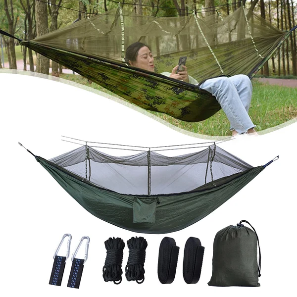 Reusable Maxbell Portable Outdoor Camping Net Nylon Hammock Hanging Bed Sleeping Army green World-Class