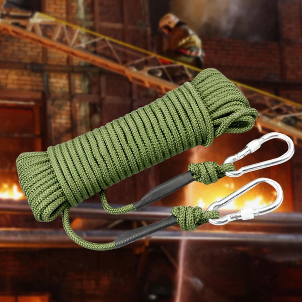 Elegant Maxbell Static 8 mm Climbing Rope Fire Escape with 2 Carabiners Green 30 meters Unique