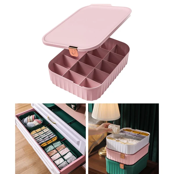 Recyclable Maxbell Underwear Organizers Divider Wardrobe Organisers for Bra 15 Grids Pink First-Class